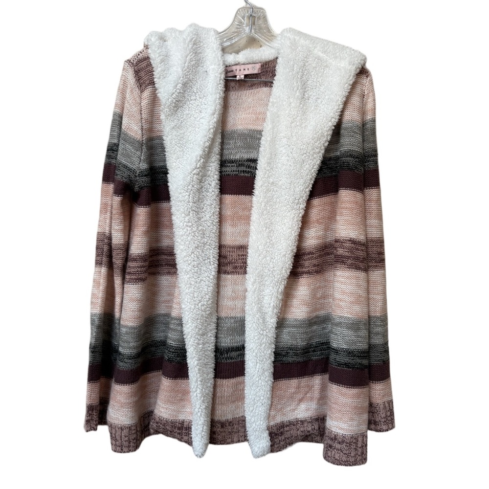 Crave Fame L Sherpa Hood Cardigan Boho Western Cabincore Sweater Jacket